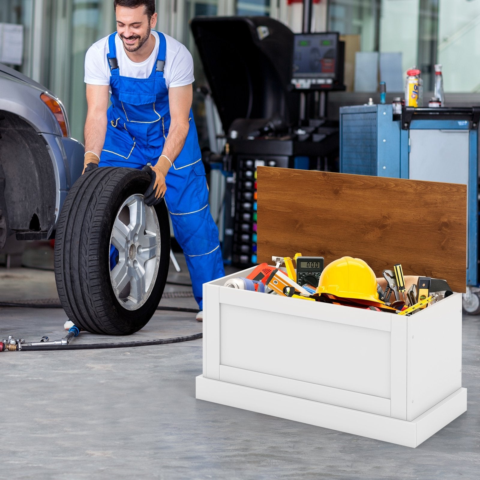 Large Storage Chest with Safety Metal Hinge, White Shoe Racks & Storage Benches   at Gallery Canada