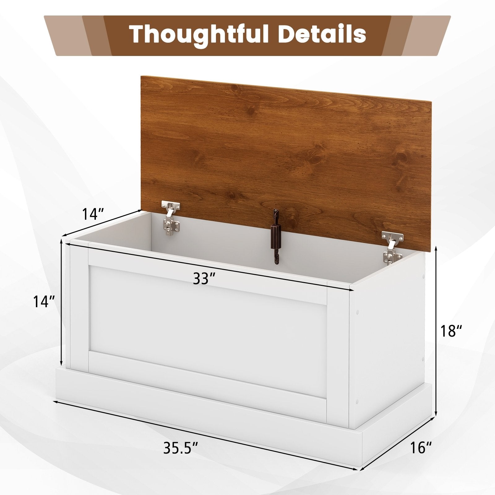 Large Storage Chest with Safety Metal Hinge, White Shoe Racks & Storage Benches   at Gallery Canada