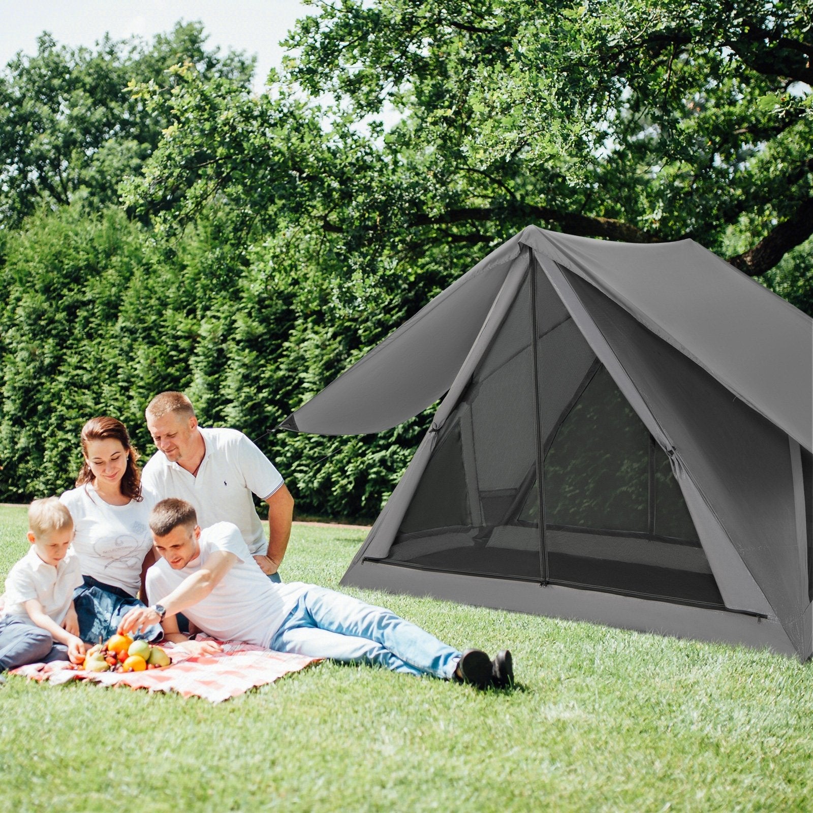 Pop-up Camping Tent for 2-3 People with Carry Bag and Rainfly for Backpacking Hiking Trip, Gray Tents   at Gallery Canada