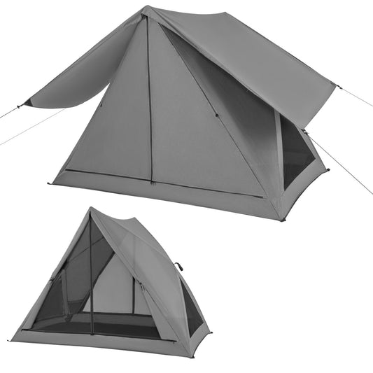 Pop-up Camping Tent for 2-3 People with Carry Bag and Rainfly for Backpacking Hiking Trip, Gray Tents   at Gallery Canada