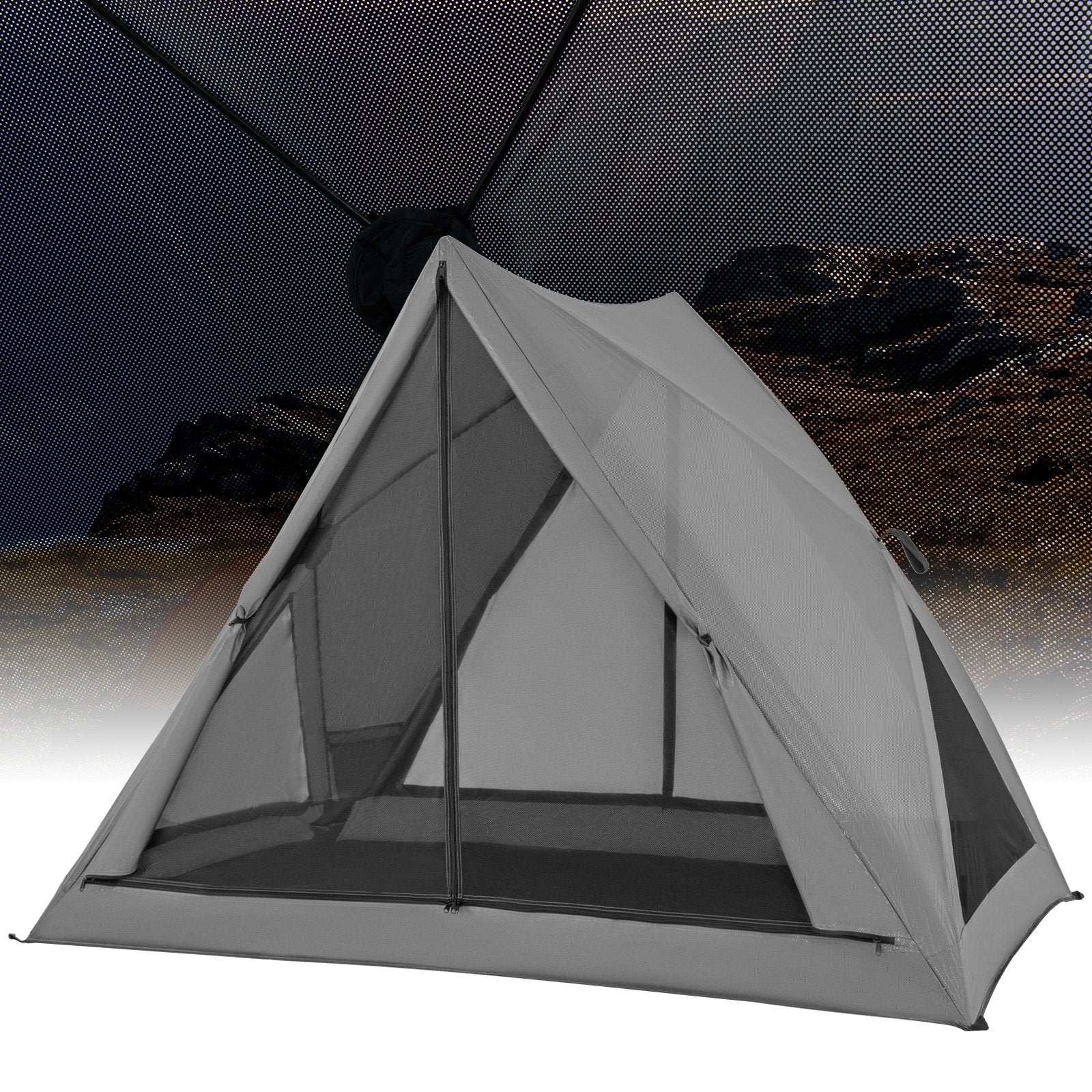 Pop-up Camping Tent for 2-3 People with Carry Bag and Rainfly for Backpacking Hiking Trip, Gray Tents   at Gallery Canada