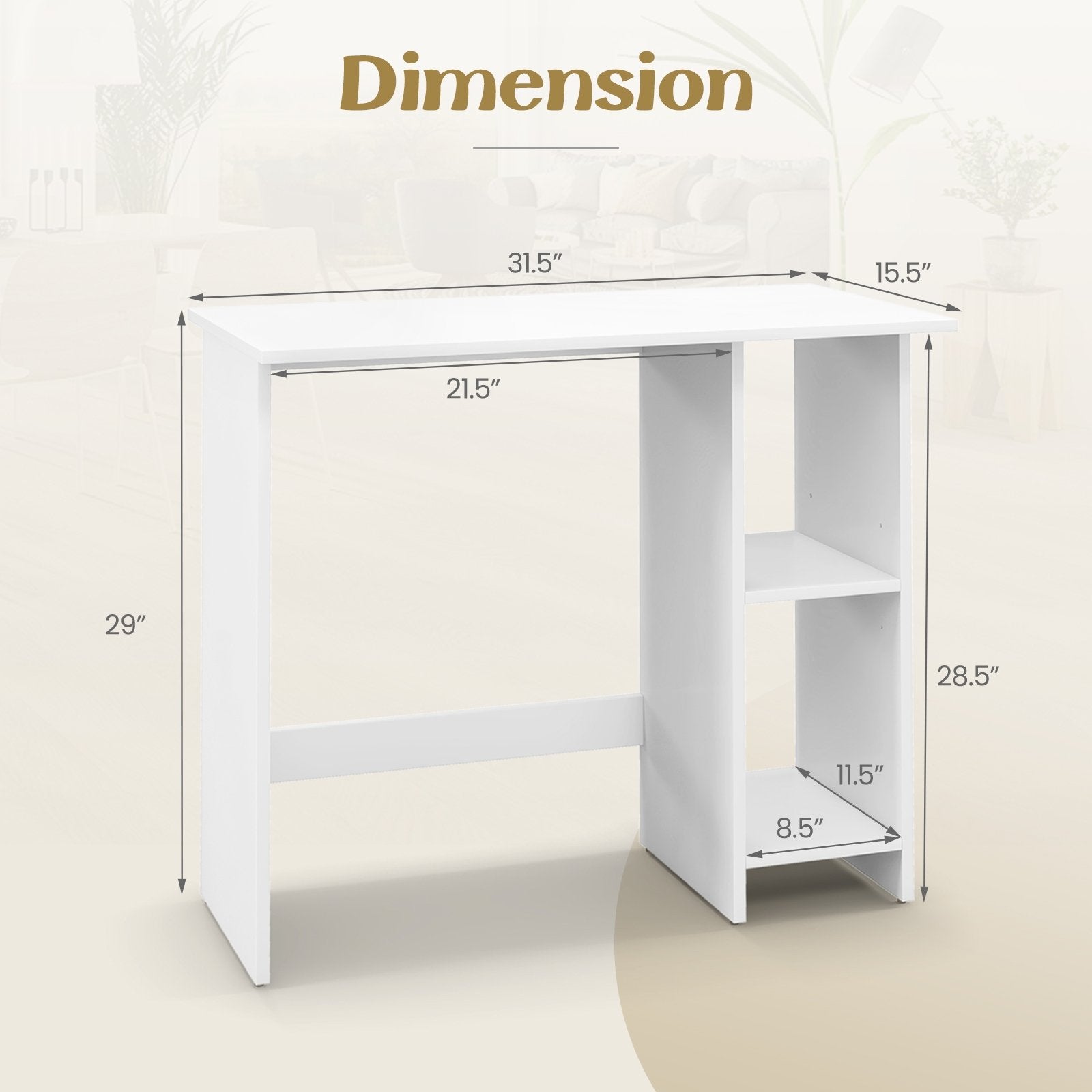 Small Computer Desk with Storage and Adjustable Shelf, White Office Desks   at Gallery Canada