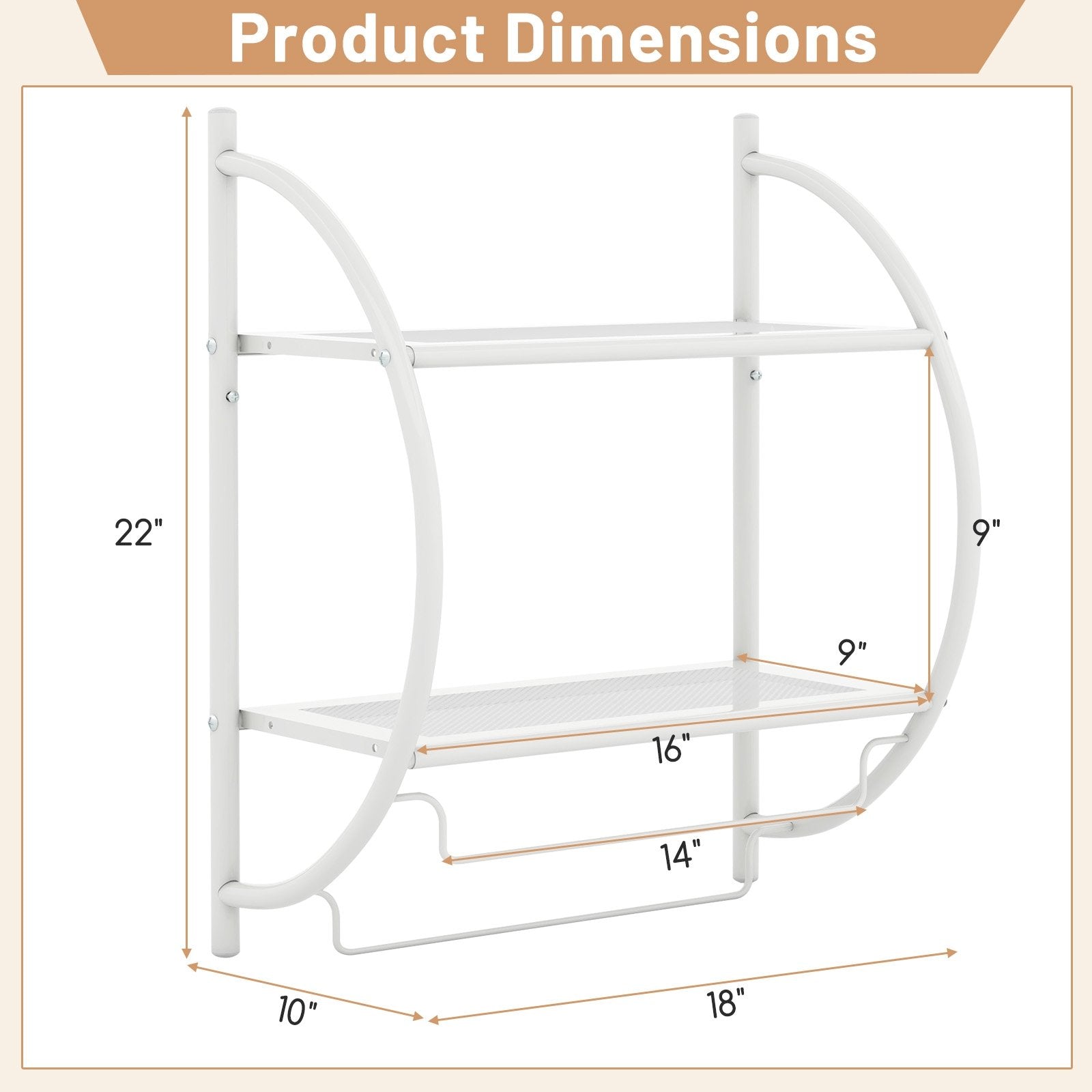 Wall Mounted 2-Tier Bathroom Towel Rack with 2 Towel Bars, White Towel Racks   at Gallery Canada