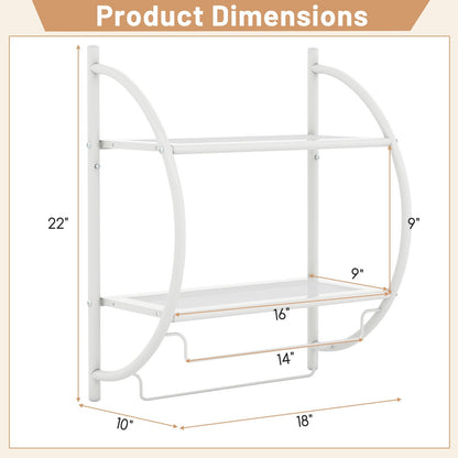 Wall Mounted 2-Tier Bathroom Towel Rack with 2 Towel Bars, White Towel Racks   at Gallery Canada