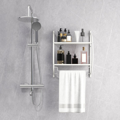 Wall Mounted 2-Tier Bathroom Towel Rack with 2 Towel Bars, White Towel Racks   at Gallery Canada