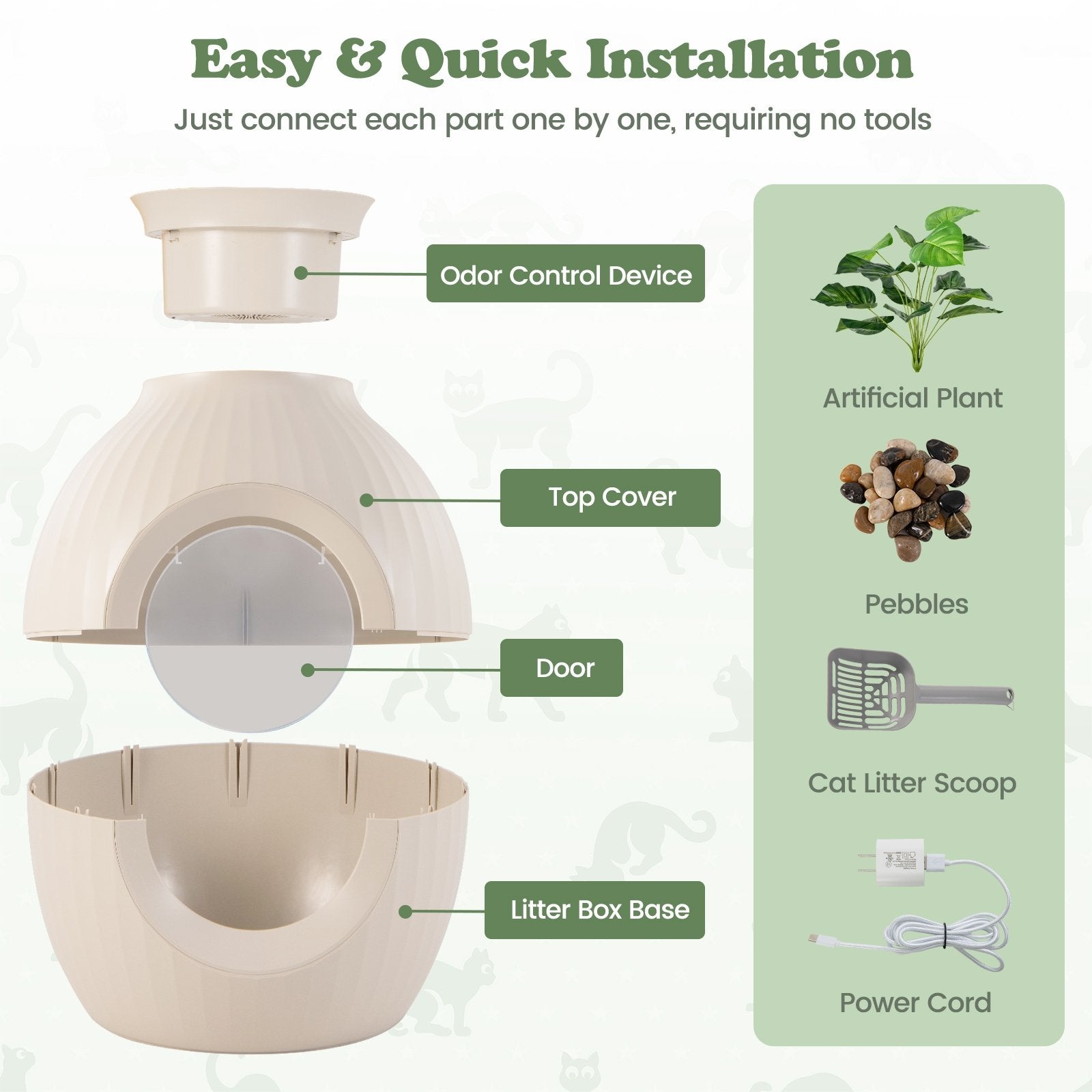 Smart Plant Cat Litter Box with Electronic Odor Removal & Sterilization, Beige Cat Houses   at Gallery Canada