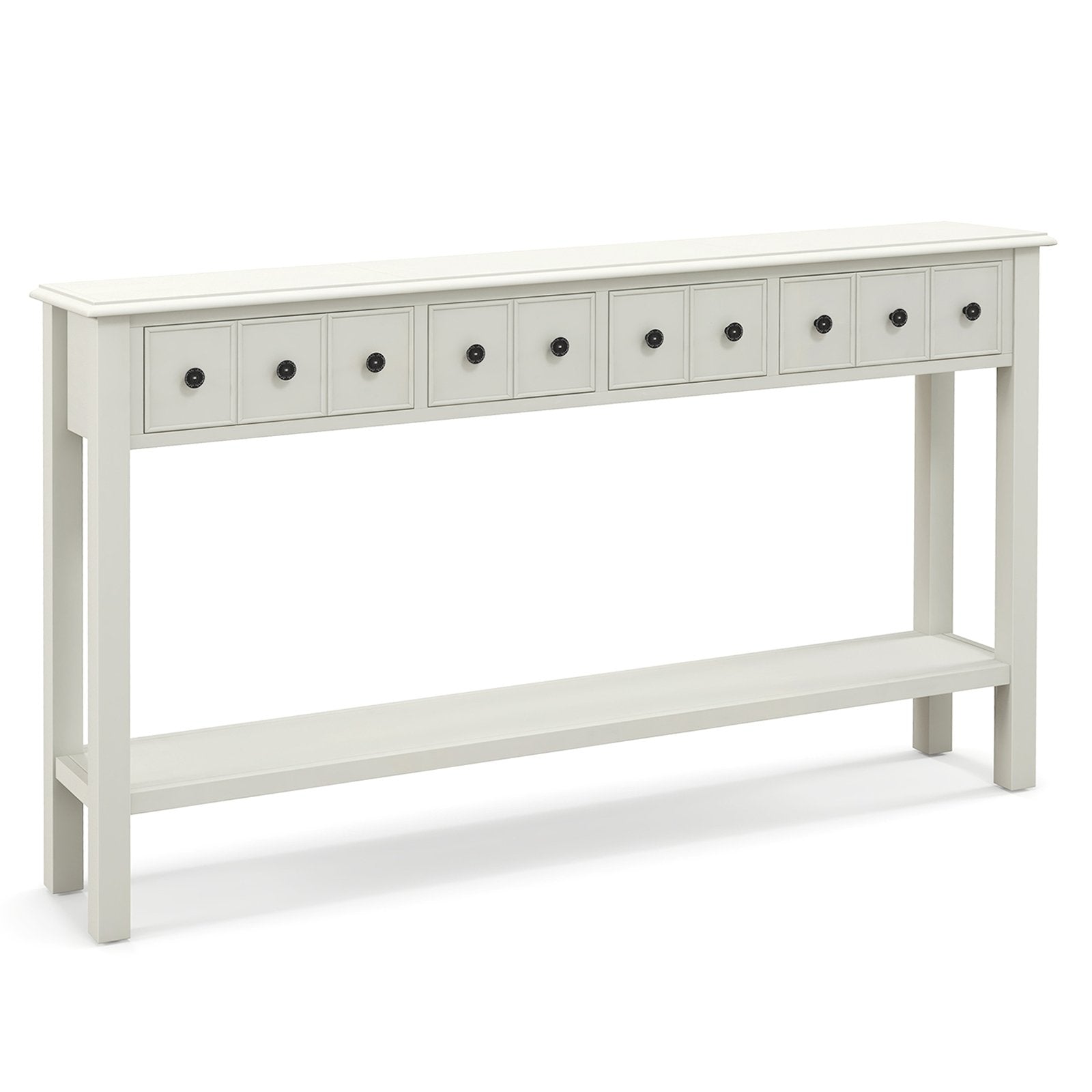 60 Inch Long Sofa Table with 4 Drawers and Open Shelf for Living Room, White Console Tables   at Gallery Canada