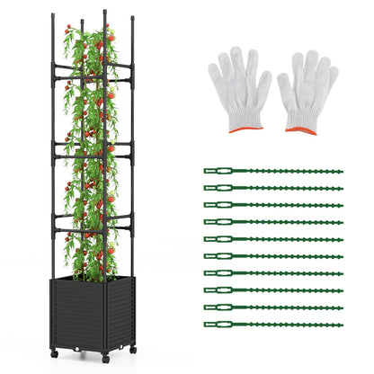 Raised Garden Bed with Obelisk Trellis and 3 Heights & Detachable PE-Coated Metal Tubes, Black Raised Garden Beds   at Gallery Canada