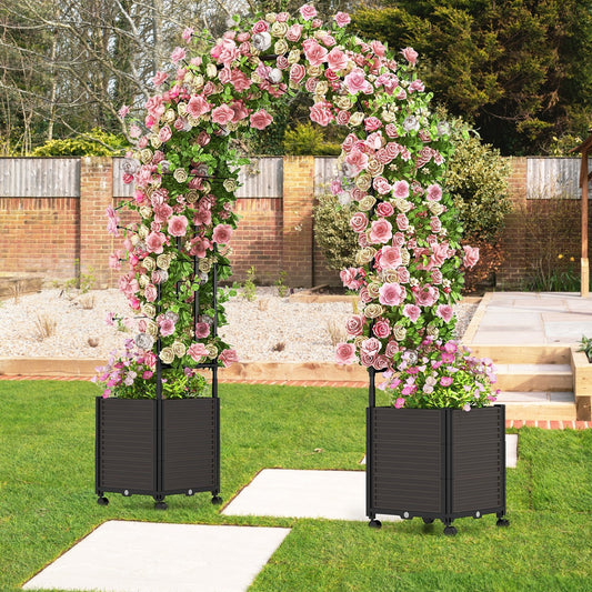 6.6 Feet Arch Arbor Trellis with 2 Planter Boxes & Detachable PE-Coated Metal Tubes, Black Outdoor Decor   at Gallery Canada