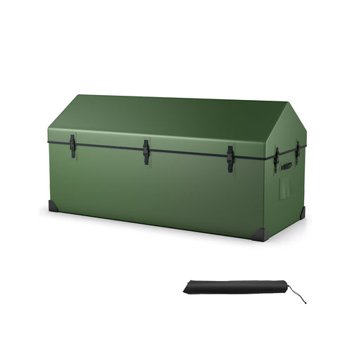 Waterproof Outdoor Storage Box with Ventilated Window  Adjustable Snap, Green