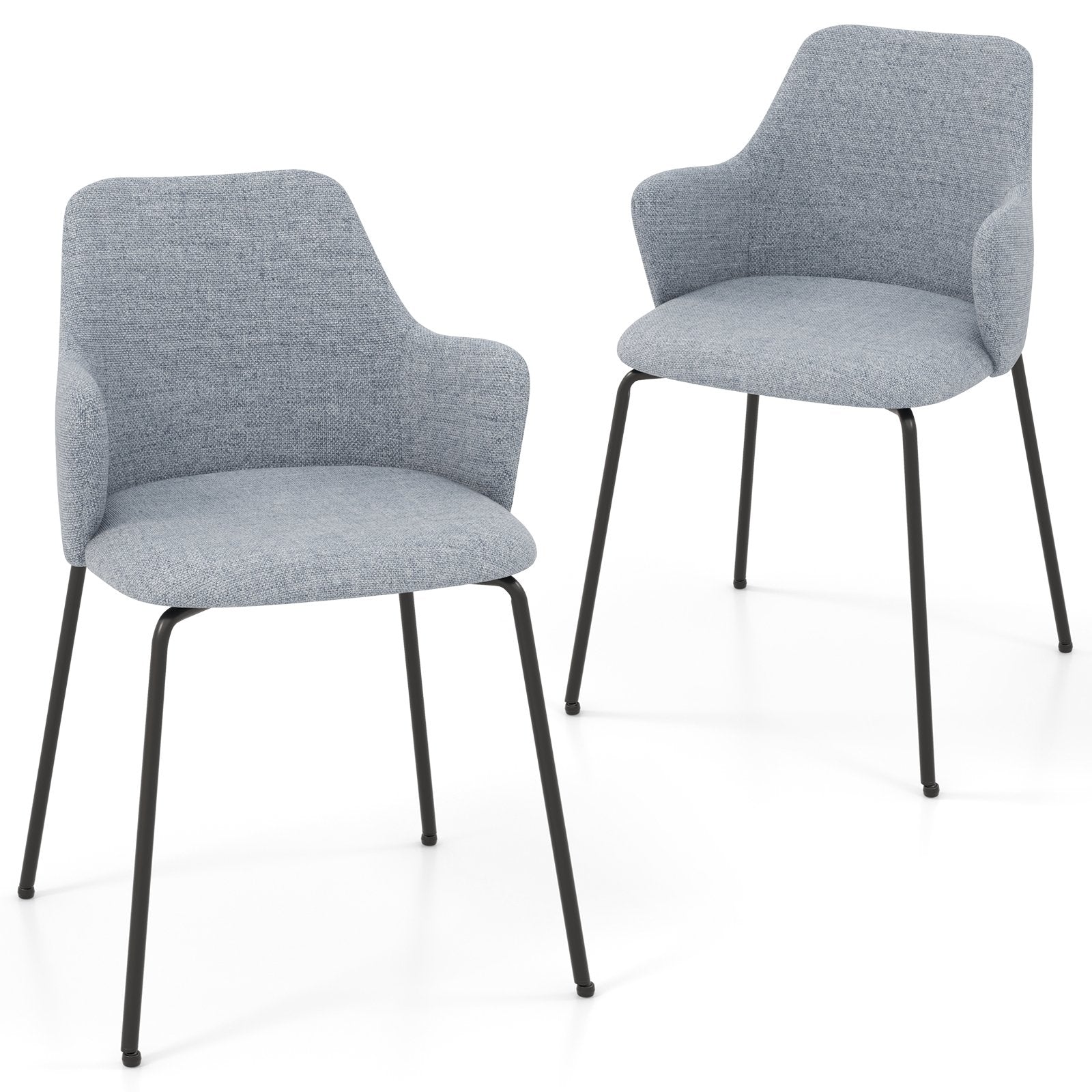 Dining Chairs Set of 2 with Curved Backrest  Wide Seat and Armrests, Gray Dining Chairs   at Gallery Canada