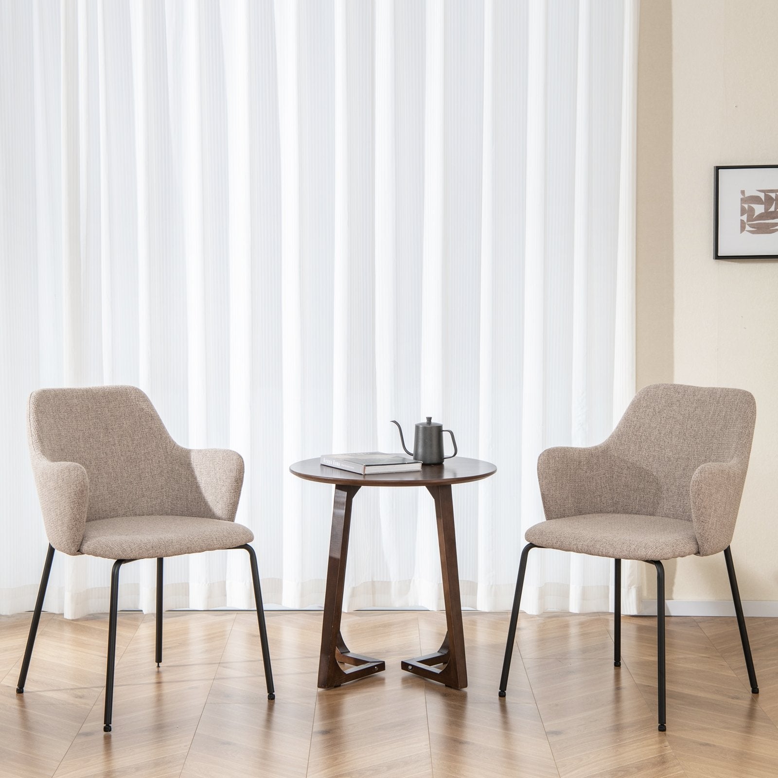 Dining Chairs Set of 2 with Curved Backrest  Wide Seat and Armrests, White Dining Chairs   at Gallery Canada