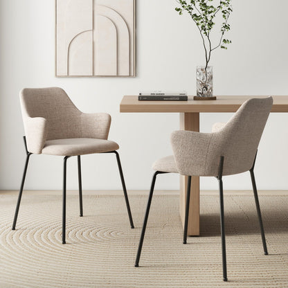 Dining Chairs Set of 2 with Curved Backrest  Wide Seat and Armrests, White Dining Chairs   at Gallery Canada