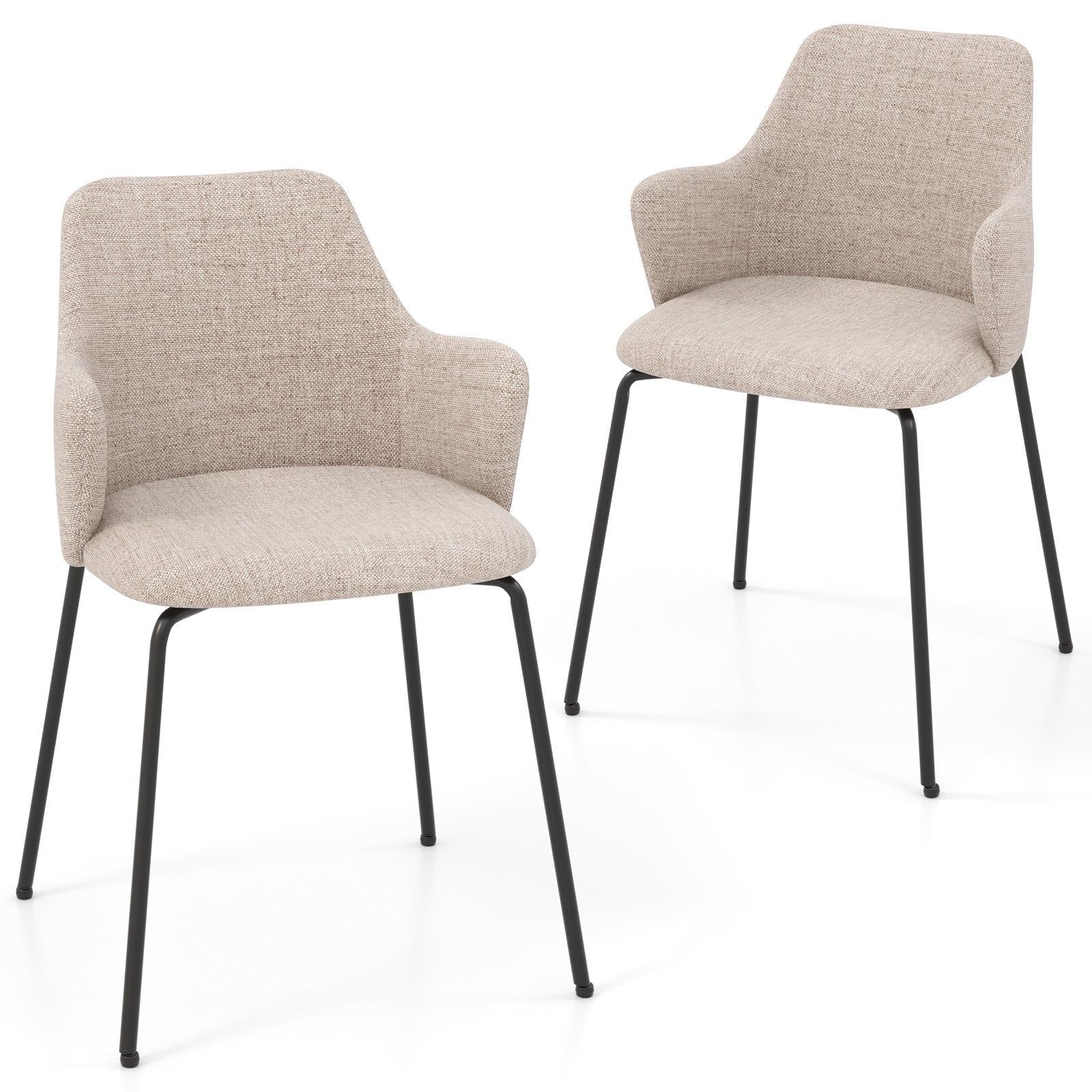 Dining Chairs Set of 2 with Curved Backrest  Wide Seat and Armrests, White Dining Chairs   at Gallery Canada