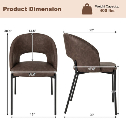 Dining Chair Set of 2 with High-density Sponge Cushion and PU Leather, Brown Dining Chairs   at Gallery Canada