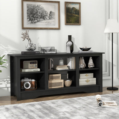 TV Stand for up to 65" Flat Screen TVs with Adjustable Shelves for 18" Electric Fireplace (Not Included), Black Entertainment Centers & TV Stands   at Gallery Canada