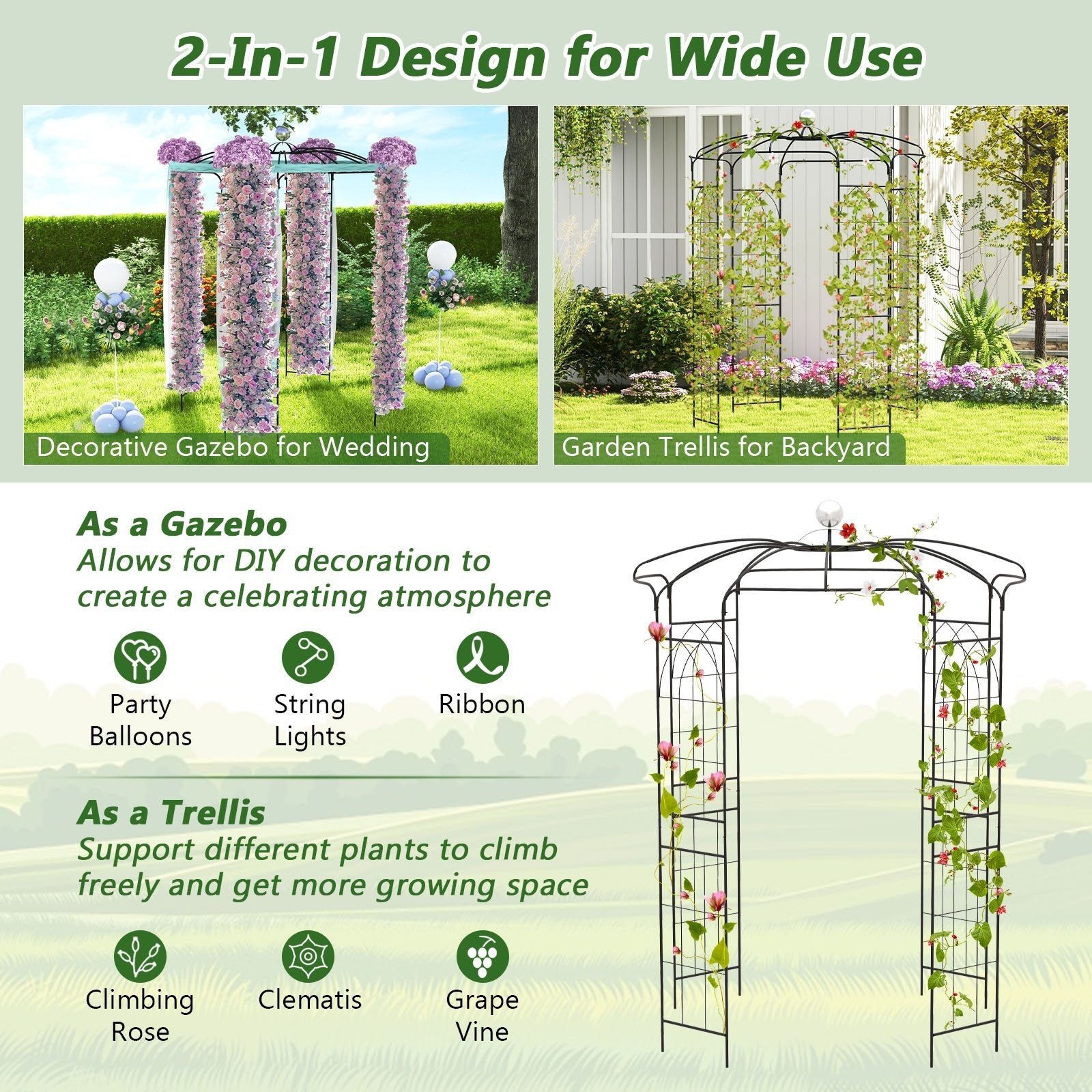 Birdcage Shape Gazebo for Climbing Plants and Wedding Ceremony Decoration, Black Outdoor Decor   at Gallery Canada