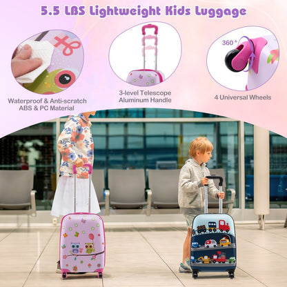 5 Piece Kids Luggage Set with Backpack  Neck Pillow  Name Tag  Lunch Bag, Pink Kids Luggage   at Gallery Canada