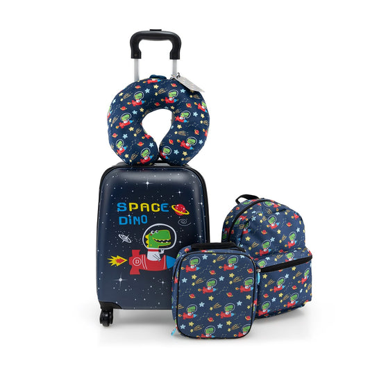 5 Piece Kids Luggage Set with Backpack  Neck Pillow  Name Tag  Lunch Bag, Dark Blue Kids Luggage   at Gallery Canada