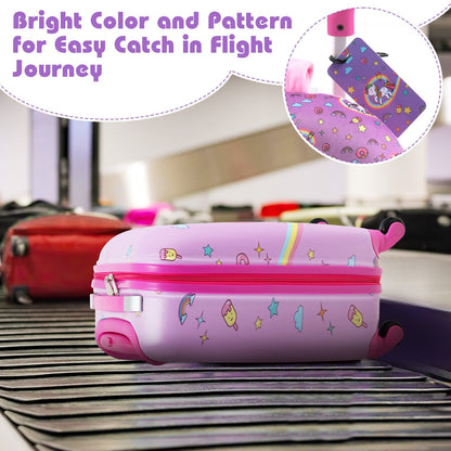 5 Piece Kids Luggage Set with Backpack  Neck Pillow  Name Tag  Lunch Bag-Hot Pink, Purple Kids Luggage   at Gallery Canada