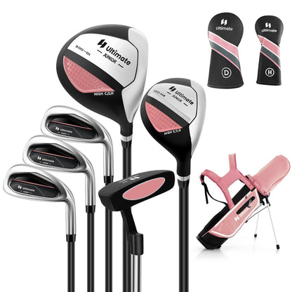 Junior Complete Golf Club Set with Stand Bag Rain Hood, Pink Golf   at Gallery Canada