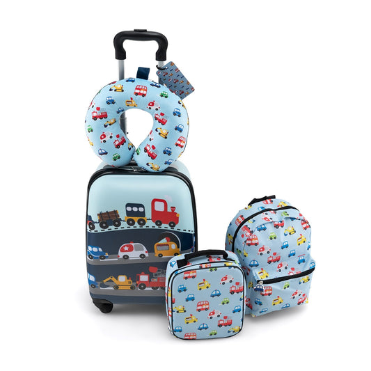 5 Piece Kids Luggage Set with Backpack  Neck Pillow  Name Tag  Lunch Bag, Blue Kids Luggage   at Gallery Canada