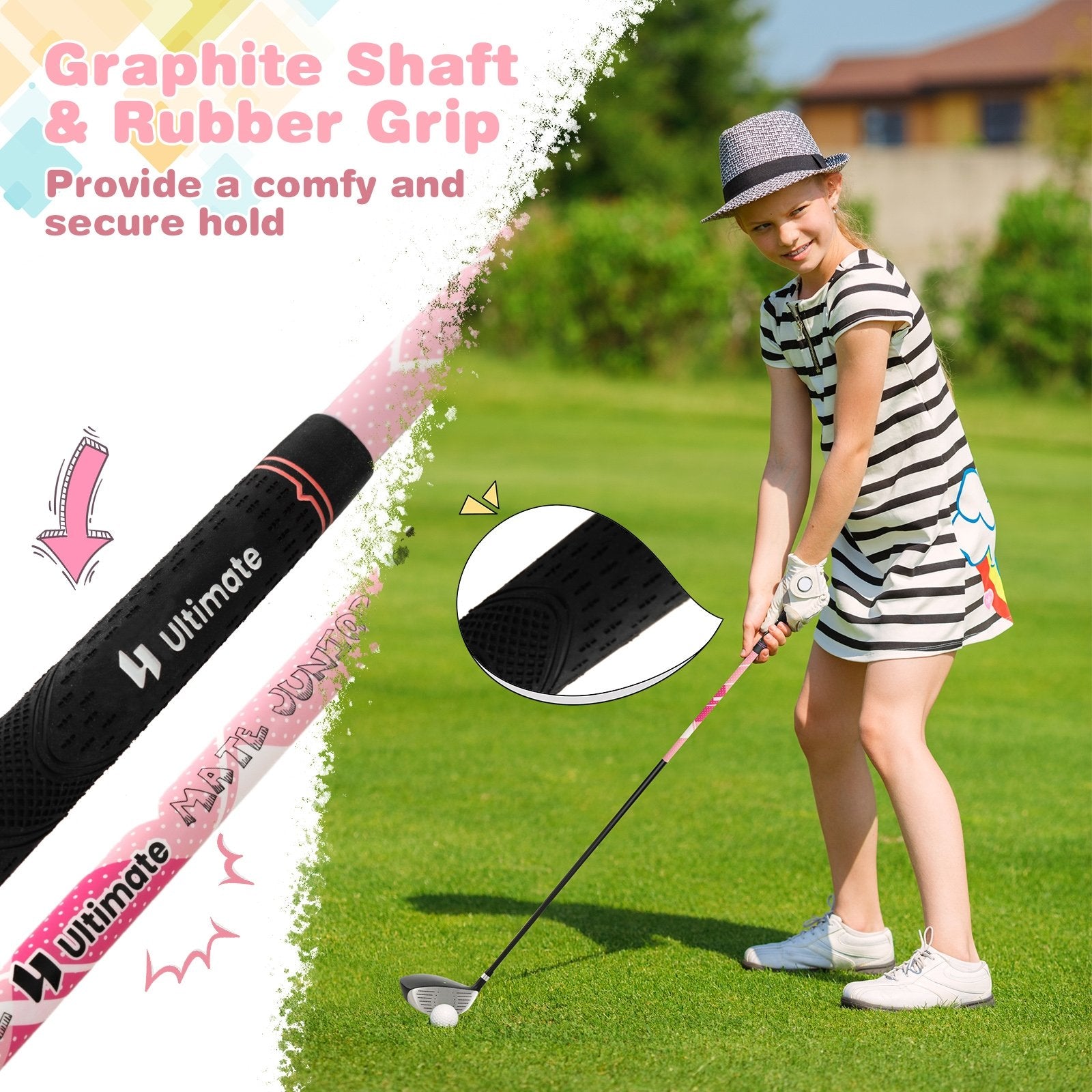 Junior Complete Golf Club Set with Stand Bag Rain Hood, Pink Golf   at Gallery Canada