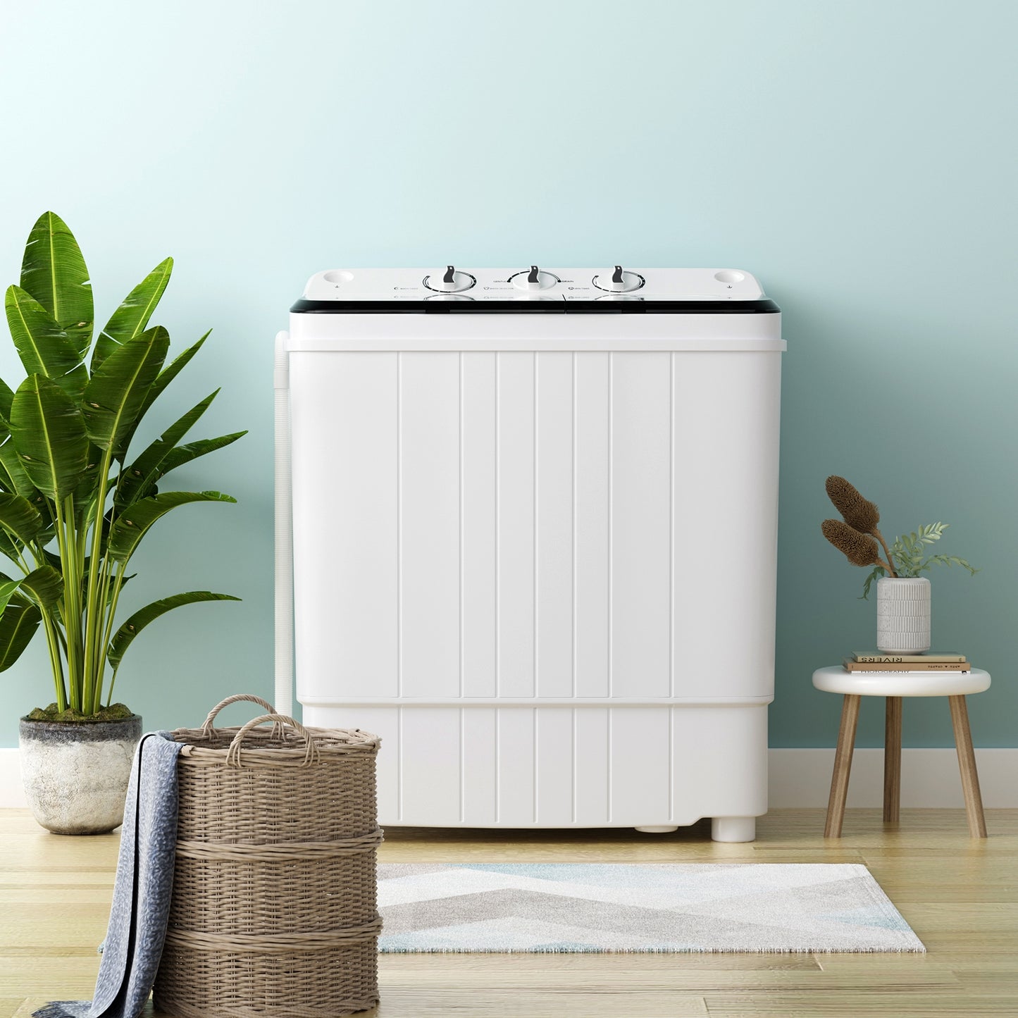 17.6 lbs Portable Washing Machine with Drain Pump, Gray Washing Machines   at Gallery Canada