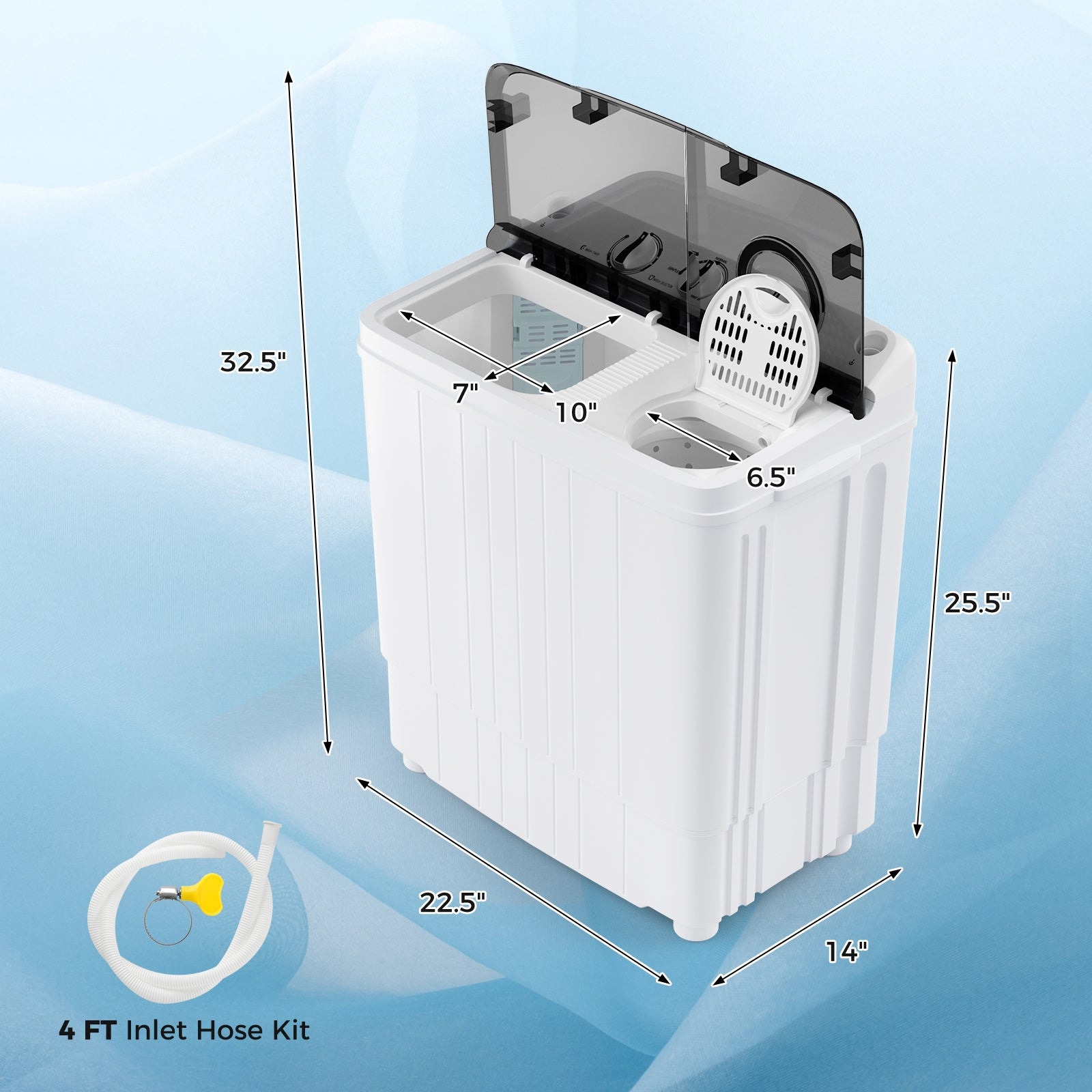 17.6 lbs Portable Washing Machine with Drain Pump, Gray Washing Machines   at Gallery Canada