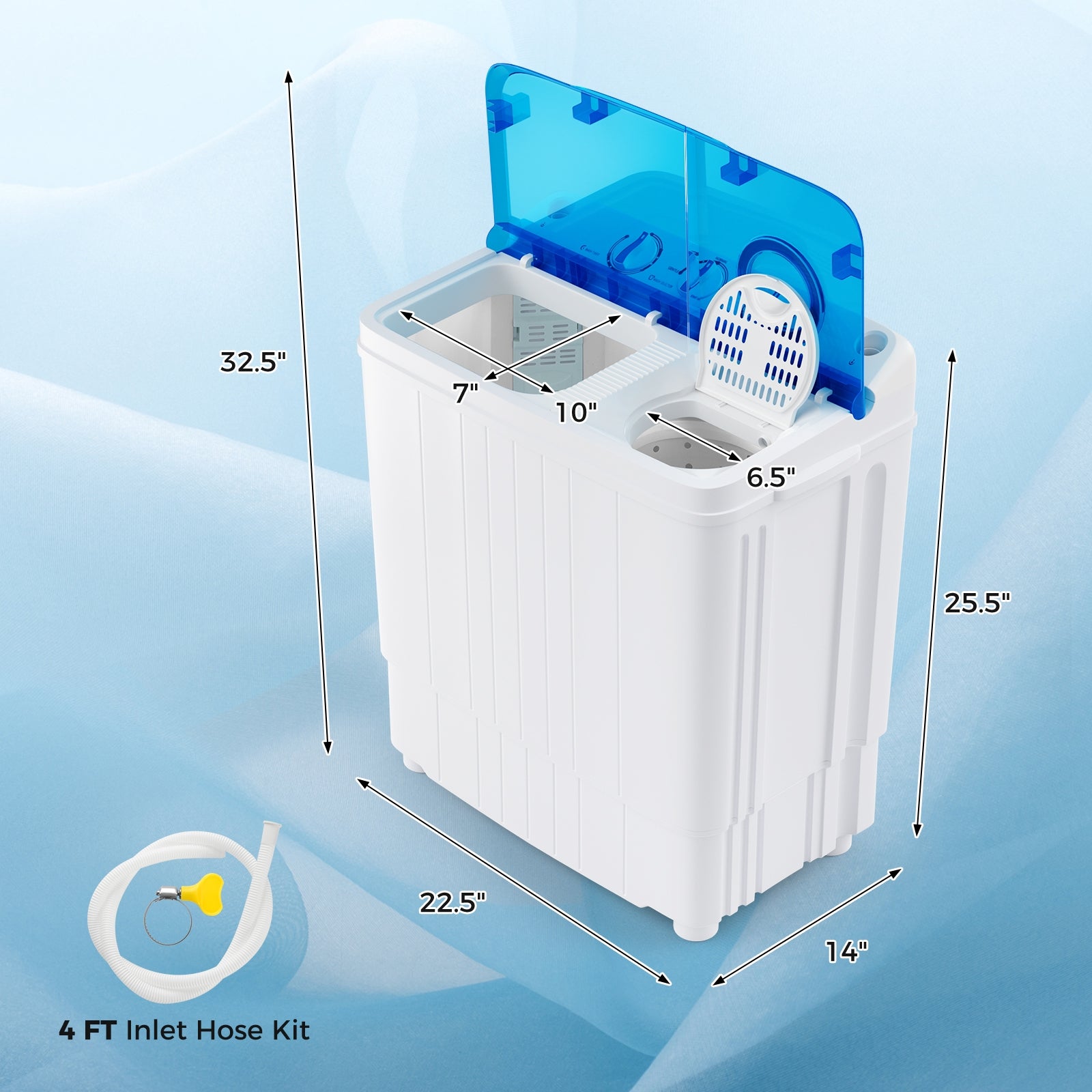 17.6 lbs Portable Washing Machine with Drain Pump, Blue Washing Machines   at Gallery Canada