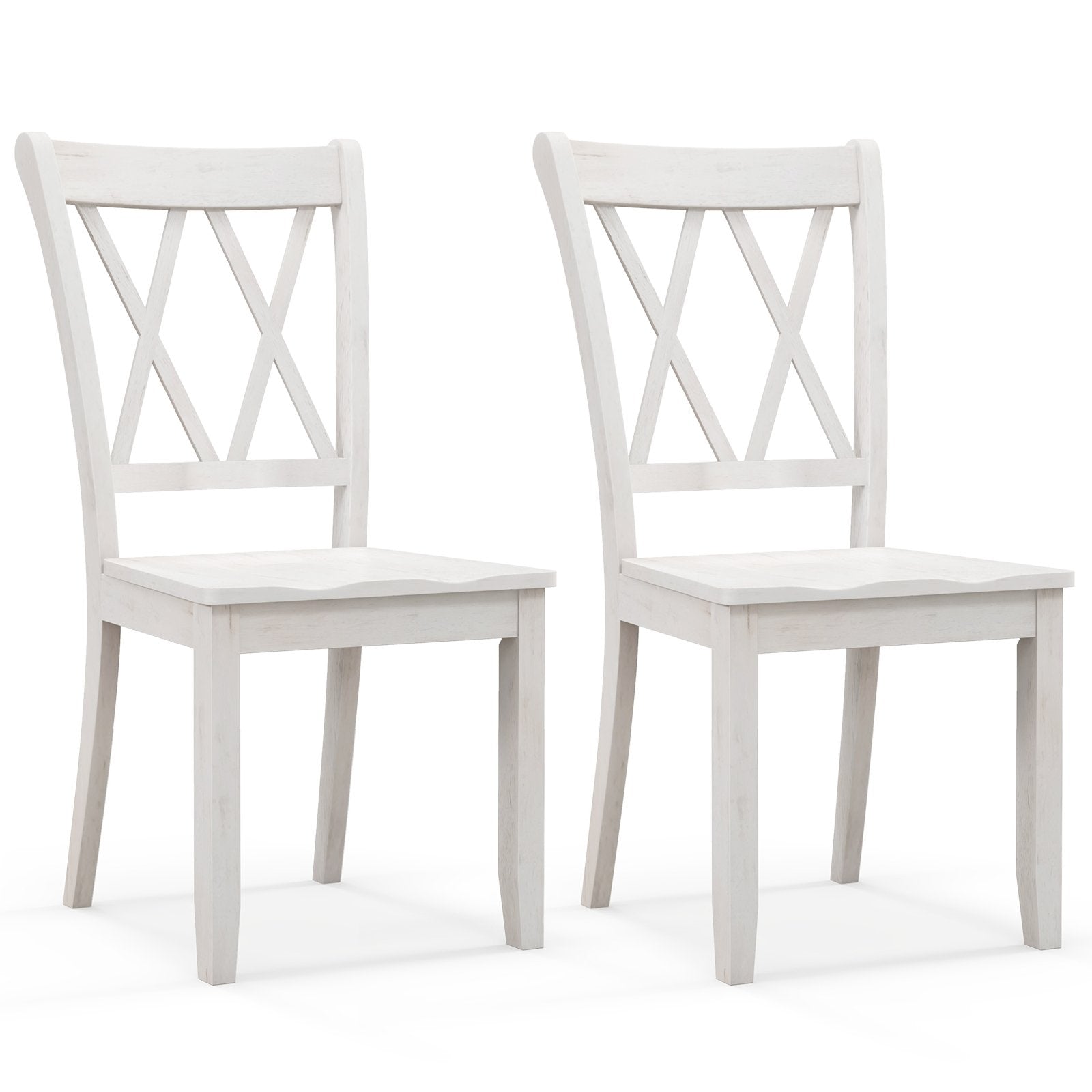 Set of 2 Wooden Dining Chairs Mid Century Farmhouse Retro Kitchen Chairs, White Dining Chairs   at Gallery Canada