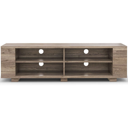 Wooden TV Stand with 8 Open Shelves for TVs up to 65 Inch Flat Screen, Light Gray Entertainment Centers & TV Stands   at Gallery Canada