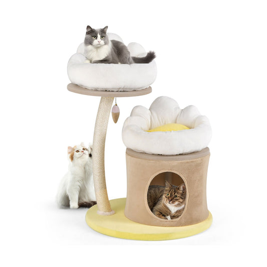 Cat Tree Small Cat Tower with 2 Removable and Washable Perches, White Cat Trees Condos & Scratchers   at Gallery Canada