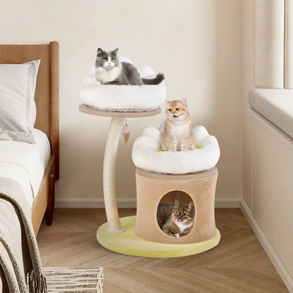 Cat Tree Small Cat Tower with 2 Removable and Washable Perches, White Cat Trees Condos & Scratchers   at Gallery Canada