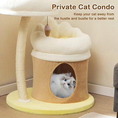 Cat Tree Small Cat Tower with 2 Removable and Washable Perches, White Cat Trees Condos & Scratchers   at Gallery Canada