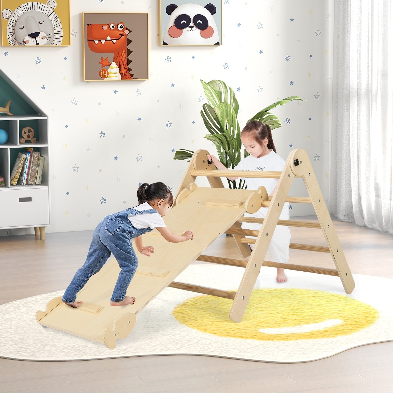 3-in-1 Triangular Climbing Toys for Toddlers, Natural Climbers & Slides   at Gallery Canada