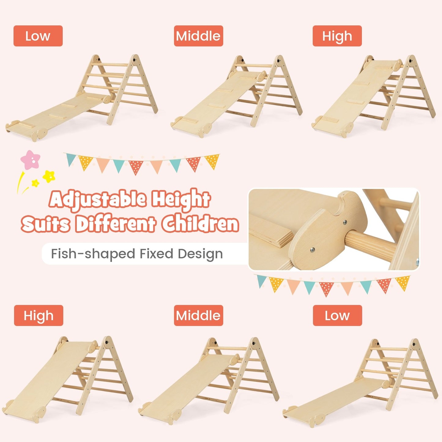 3-in-1 Triangular Climbing Toys for Toddlers, Natural Climbers & Slides   at Gallery Canada