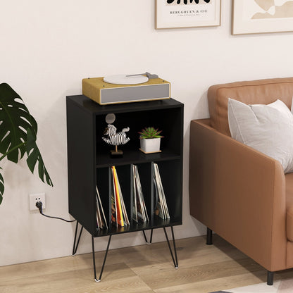 Record Player Stand with Charging Station for Living Room Bedroom, Black End & Side Tables   at Gallery Canada