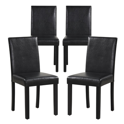 Dining Chair Set of 4 Upholstered Kitchen Dinette Chairs with Wood Frame, Black Dining Chairs   at Gallery Canada