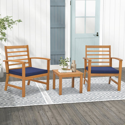 3 Pieces Outdoor Furniture Set with Soft Seat Cushions, Navy Patio Conversation Sets   at Gallery Canada