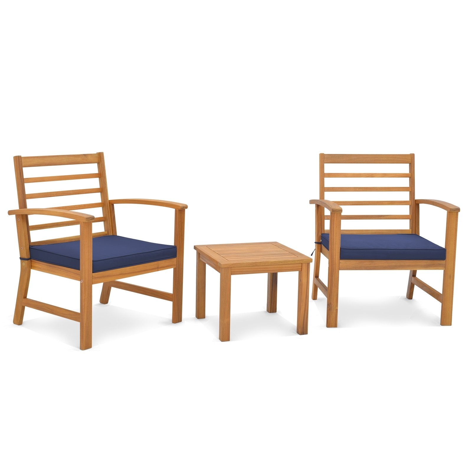 3 Pieces Outdoor Furniture Set with Soft Seat Cushions, Navy Patio Conversation Sets   at Gallery Canada