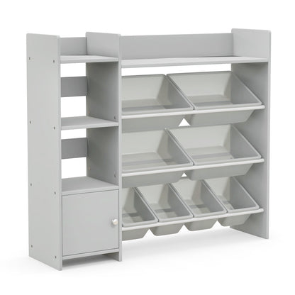 4-Tier Kids Bookshelf and Toy Storage Rack with 8 Toy Organizer Bins-Grey, Gray Kids Storage   at Gallery Canada