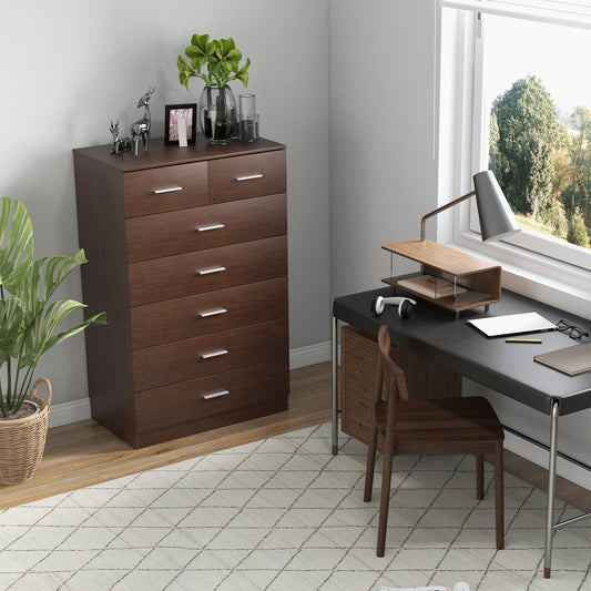 Wooden Chest of Drawers with Anti-toppling Device and Metal Handles, Espresso - Gallery Canada