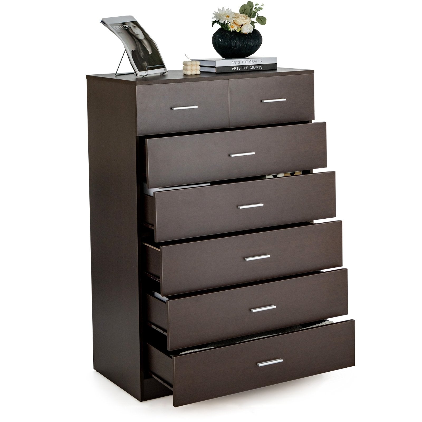 Wooden Chest of Drawers with Anti-toppling Device and Metal Handles, Espresso Cabinets & Chests   at Gallery Canada