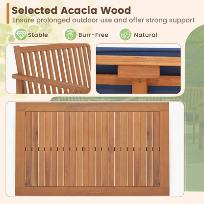 4 Piece Patio Wood Furniture Set Acacia Wood Sofa Set with Loveseat, Navy Patio Conversation Sets   at Gallery Canada