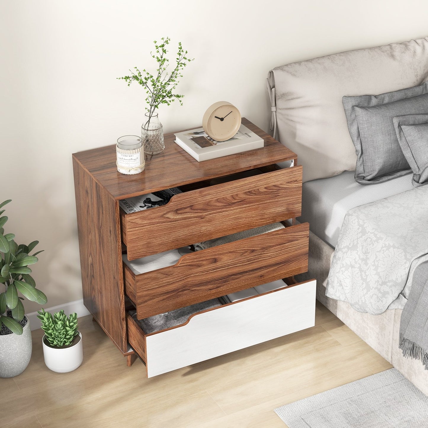 Rustic Farmhouse Wooden Storage Dresser for Bedroom Living Room, Brown End & Side Tables   at Gallery Canada