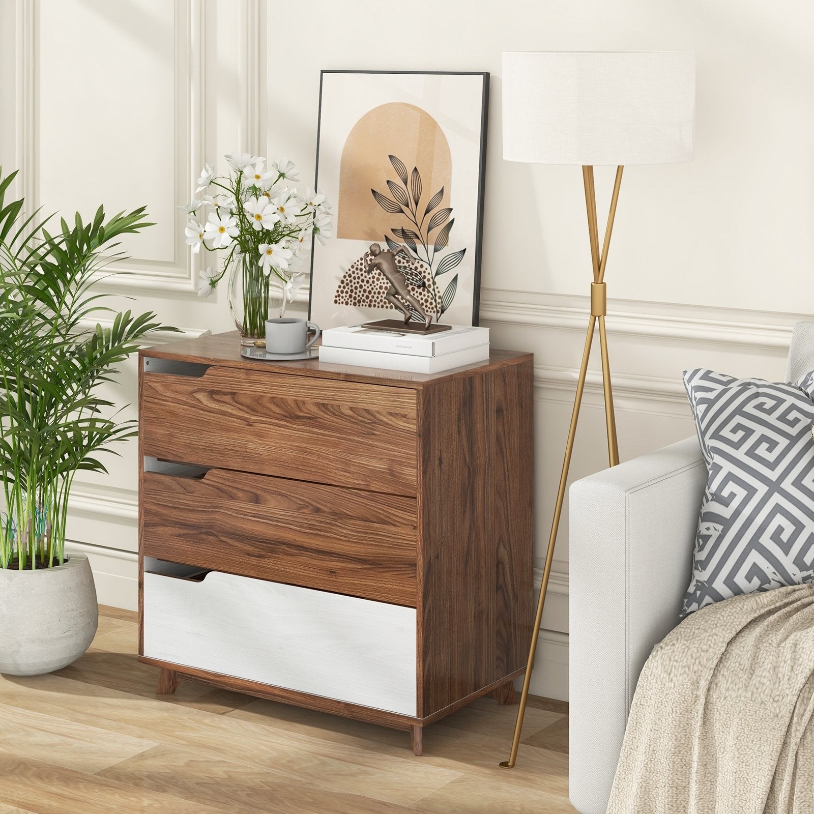 Rustic Farmhouse Wooden Storage Dresser for Bedroom Living Room, Brown End & Side Tables   at Gallery Canada