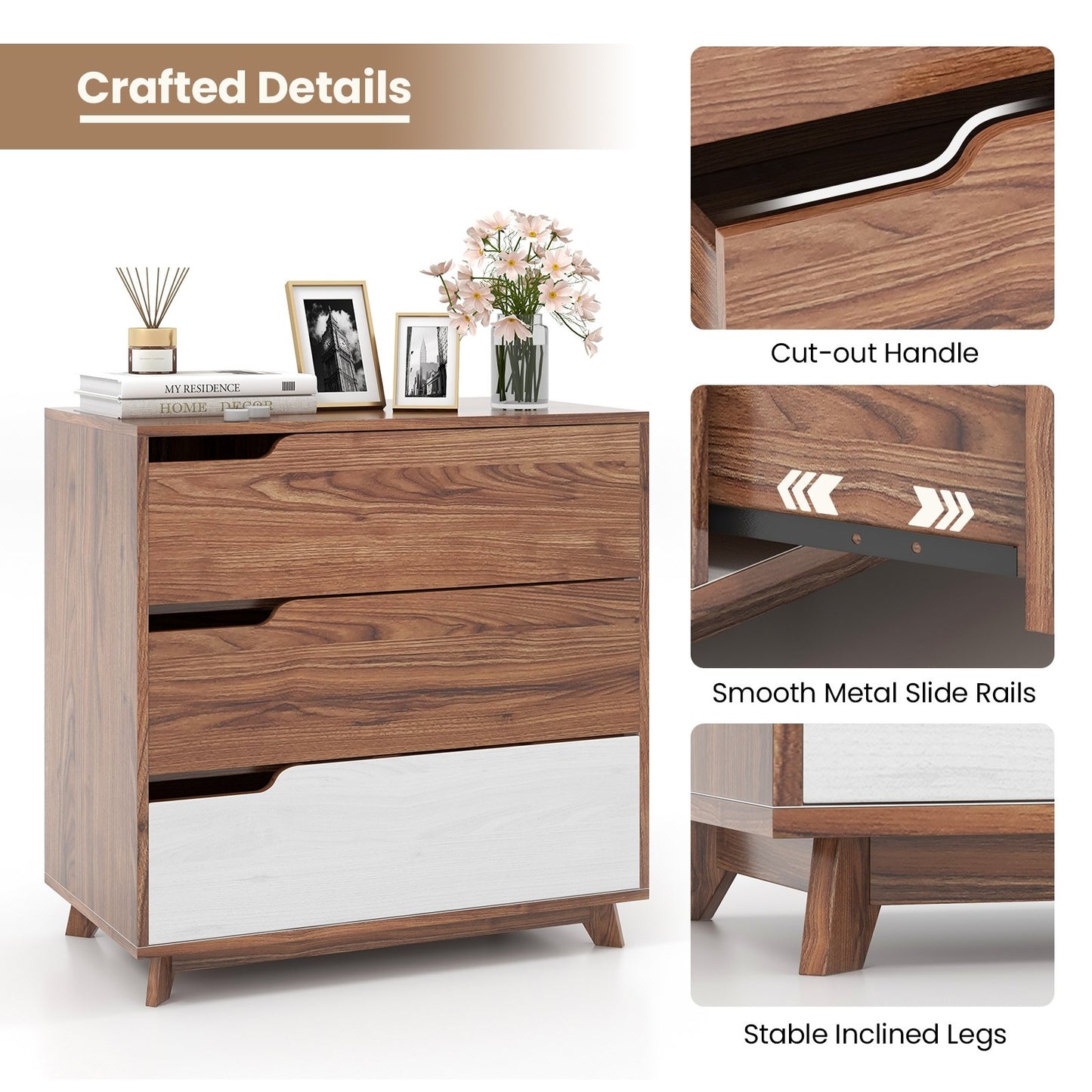 Rustic Farmhouse Wooden Storage Dresser for Bedroom Living Room, Brown End & Side Tables   at Gallery Canada