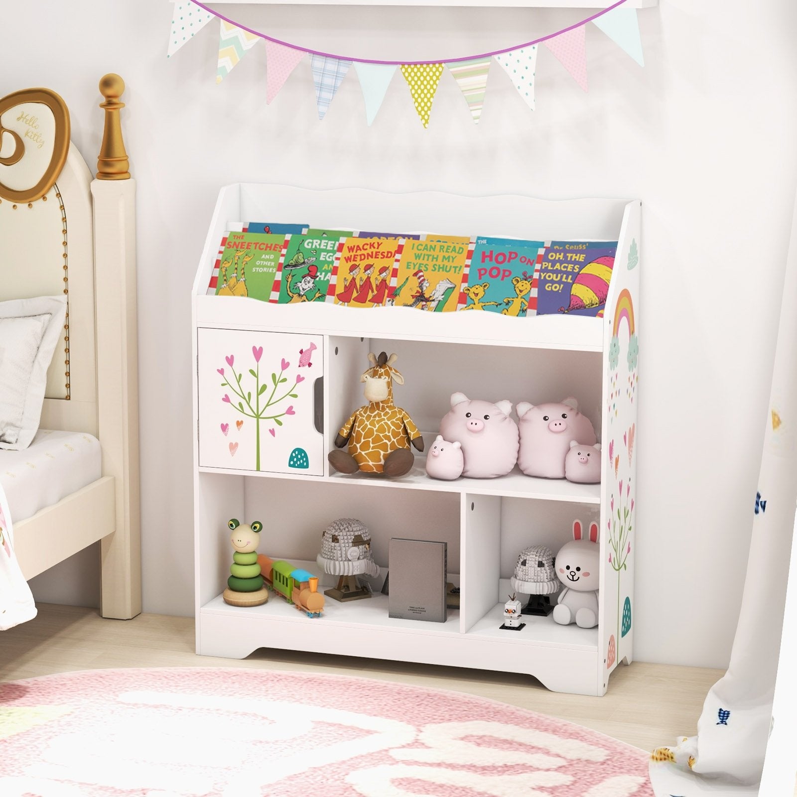 Kids Toy Storage Organizer with Book Shelf and Storage Cabinet, White Kids Storage   at Gallery Canada