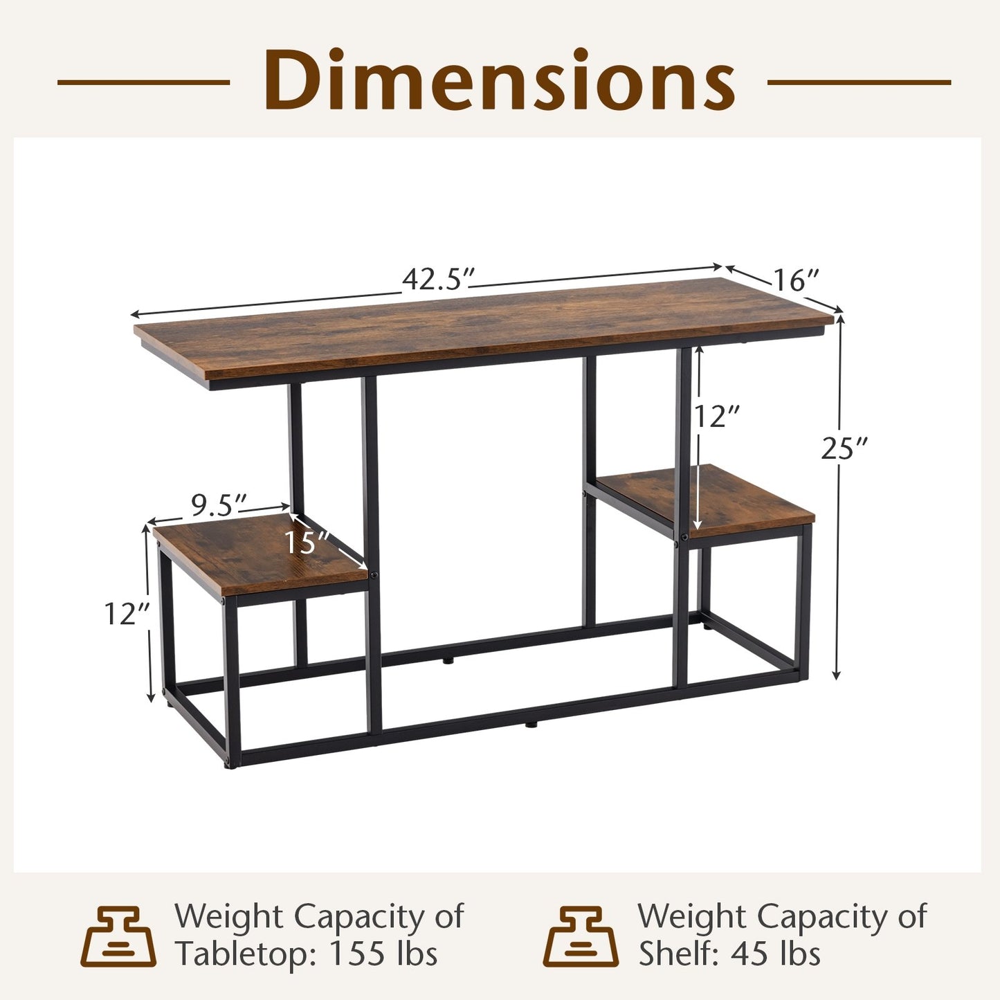 Rustic TV Console Table for 50 Inches TVs, Rustic Brown Entertainment Centers & TV Stands   at Gallery Canada